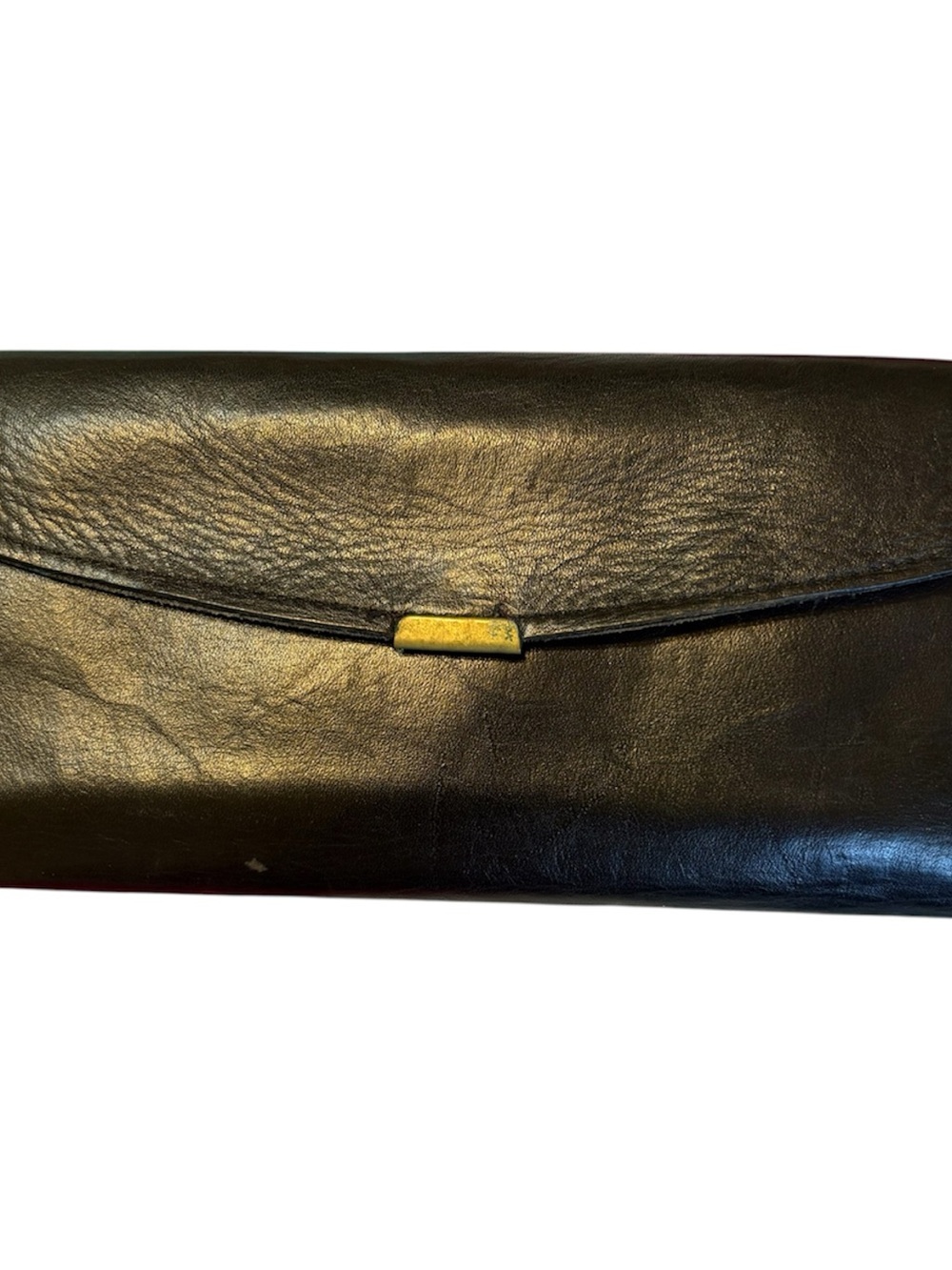 Classic Black Leather Envelope Clutch - Unbranded